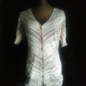 REBECCA TAYLOR Silk Cashmere Botton Down Blouse